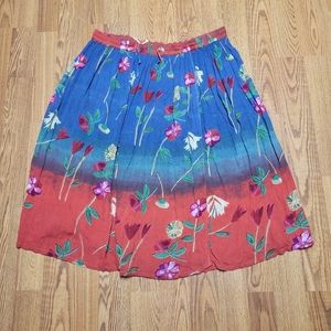 Zanana Womens Blue and Red Floral Print Skirt Size 1X